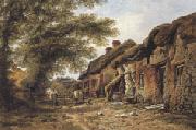 William Pitt Old Cottages at Stoborough,Dorset (mk37) oil on canvas